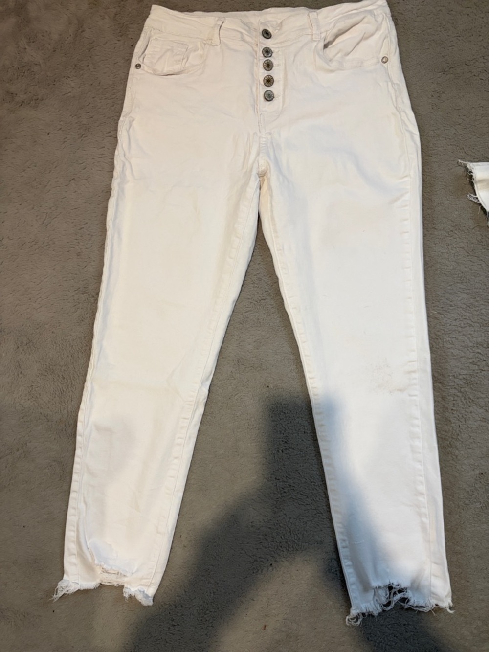 Women’s White High-Rise Button-Fly Jeans
